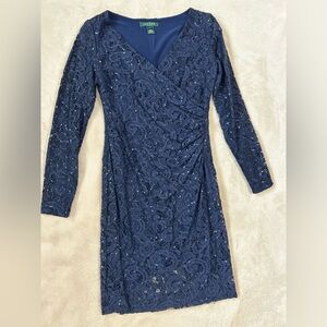 LAUREN Ralph Lauren Evening  Navy Blue  Cocktail Dress  Size 4